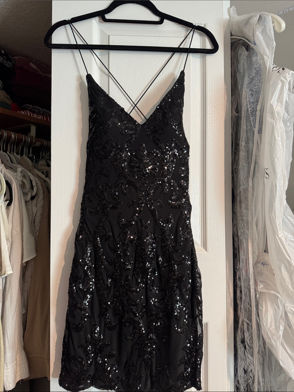 Windsor black open back mini dress
